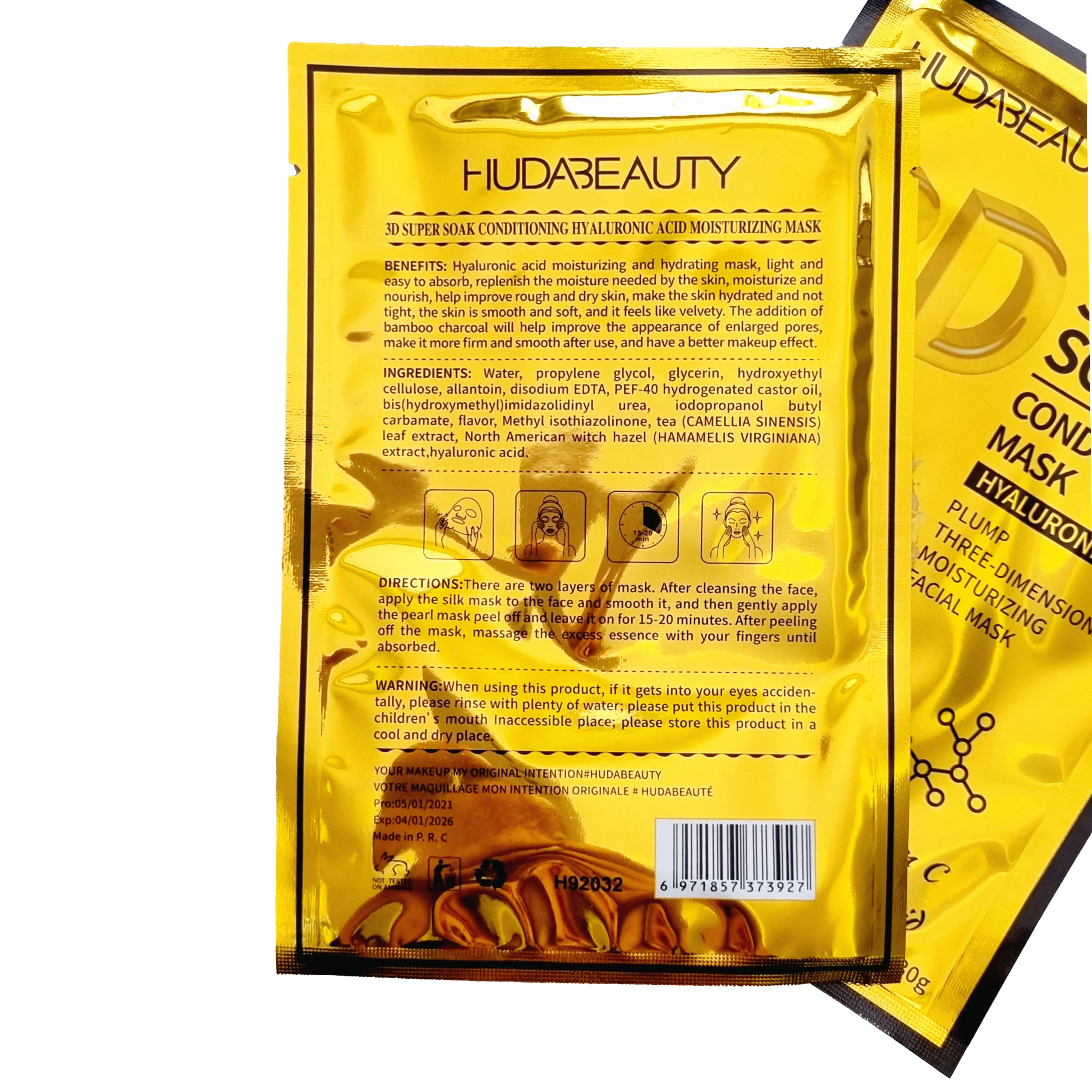 ماسک ورقه ای هیالورونیک اسید سوپر HudaBeauty