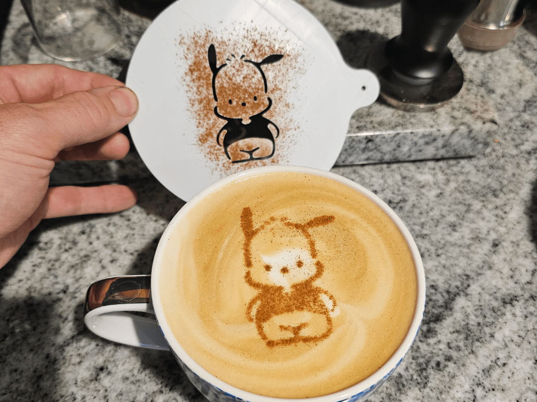 شابلون تزئین قهوه مدل Pochacco