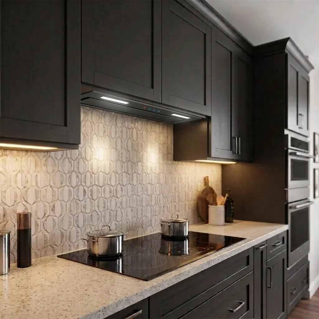هود مخفی کف شیشه ای 70 سانتی برند Kitchen موتور فلزی با پنل لمسیجدید