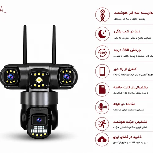 دوربین مدار بسته سیمکارتی 12 مگاپیکسل مدل S388-V با سه لنز واقعی قابل تنظیم چرخشیجدید