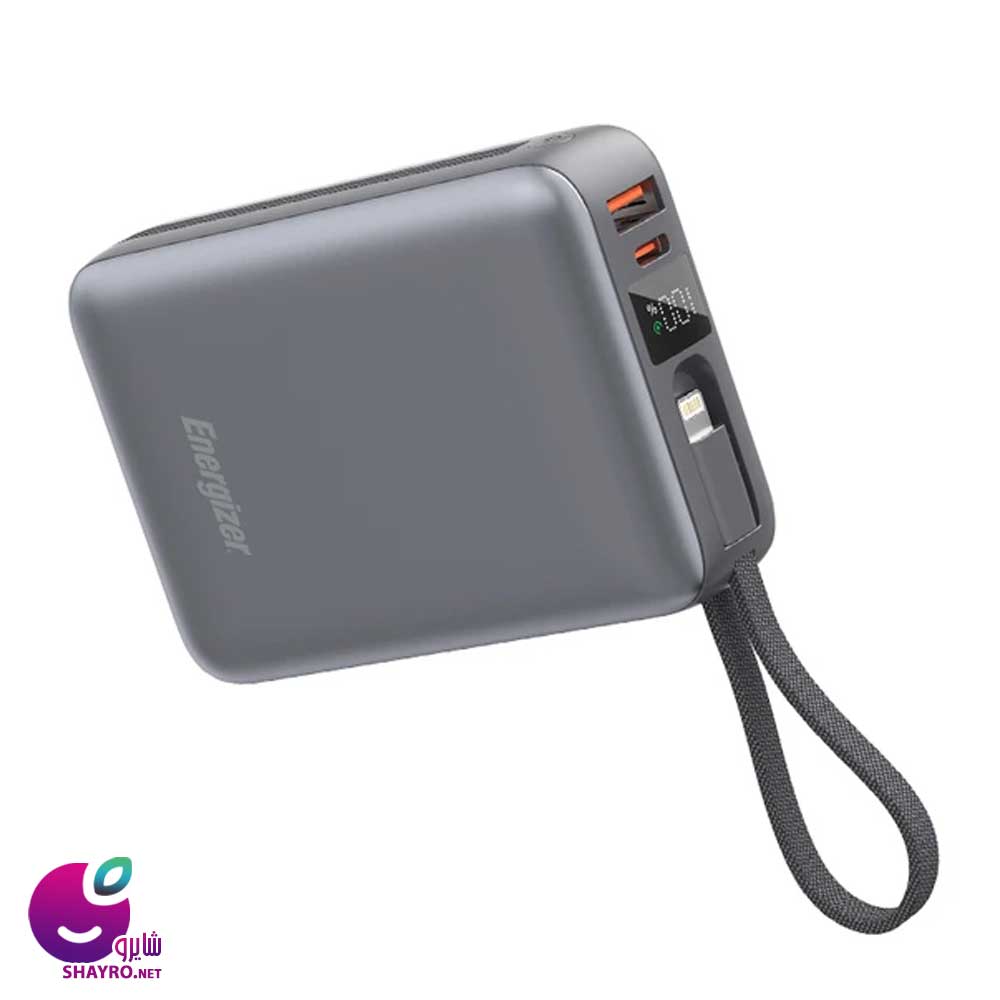 تخفیف پاوربانک 22.5 وات انرجایزر مدل UE20085PQ ظرفیت 20000 میلیآمپرساعت به همراه کابل متصل لایتنینگجدید
