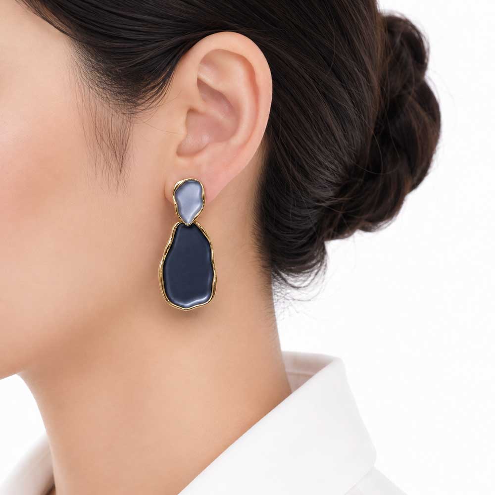 گوشواره میناکاری آویز سرمهای زنانه کد GAB-027