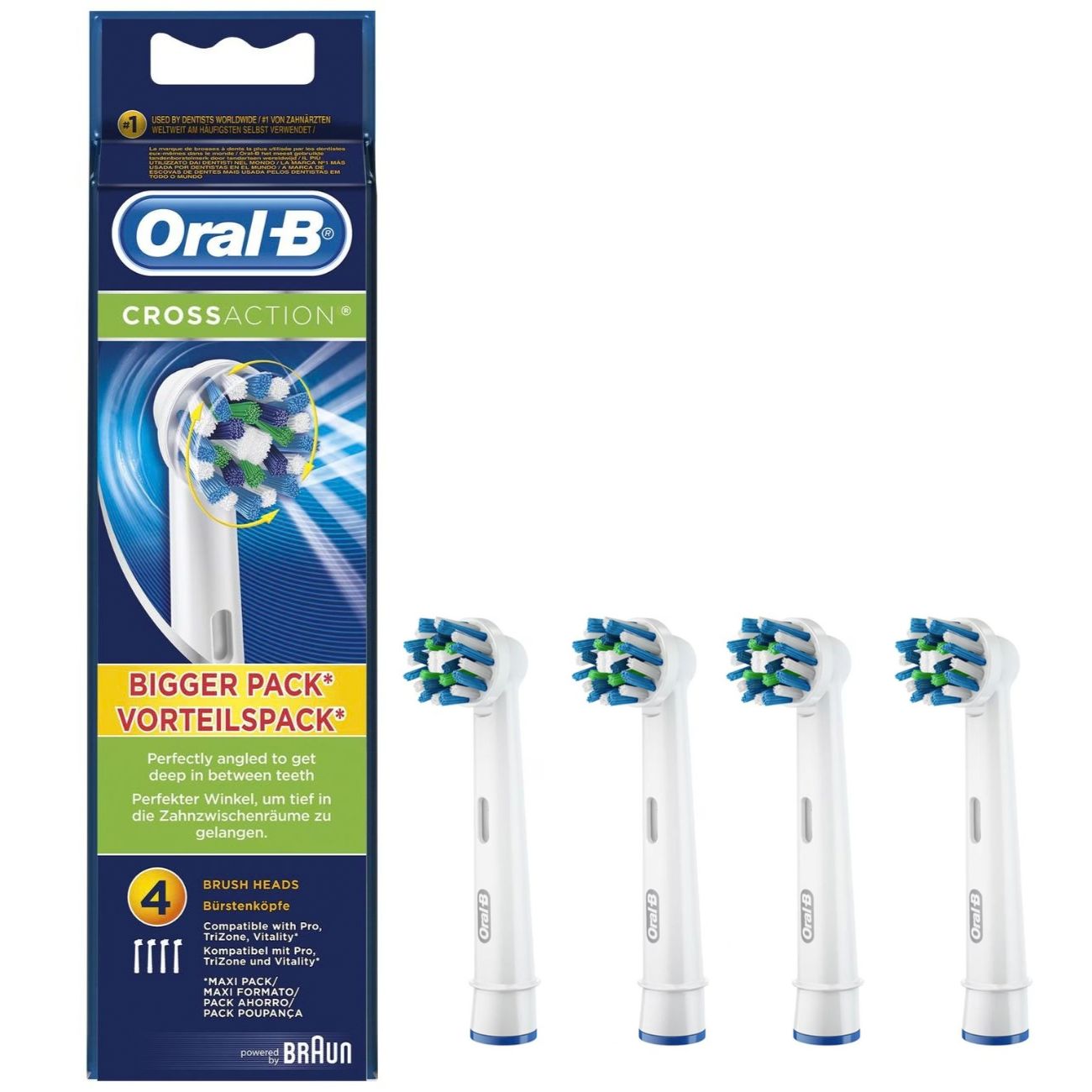 سری یدک مسواک برقی اورال بی Oral-B مدل CrossAction EB50-4 بسته 4 عددیجدید