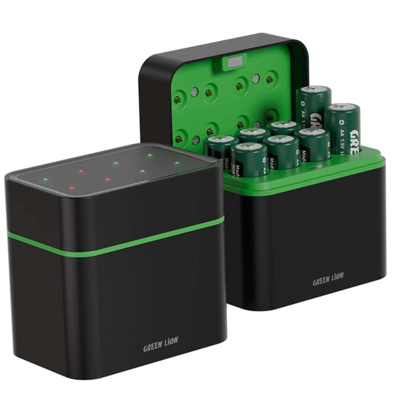 شارژر باتری نیم قلمی گرین لاین Green Lion مدل GRB-12 همراه 8 باتری AAAجدید