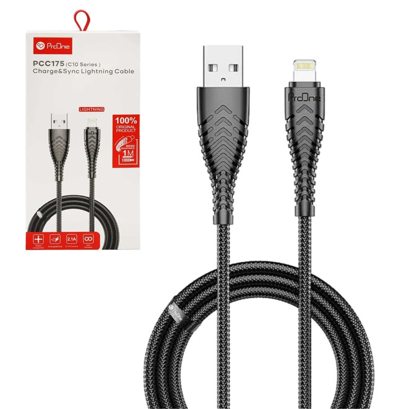 کابل USB به لایتنینگ پرووان ProOne مدل PCC175L جریان 2.1 آمپر 1 مترجدید
