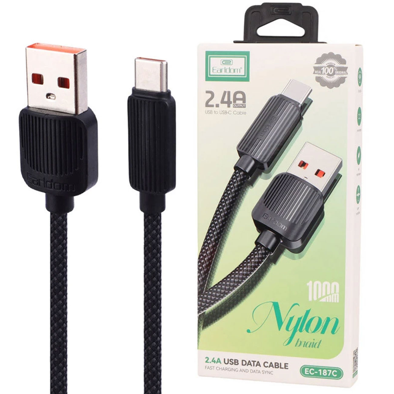 کابل تایپ سی ارلدام Earldom مدل EC-187C جریان 2.4 آمپر طول 1 مترجدید