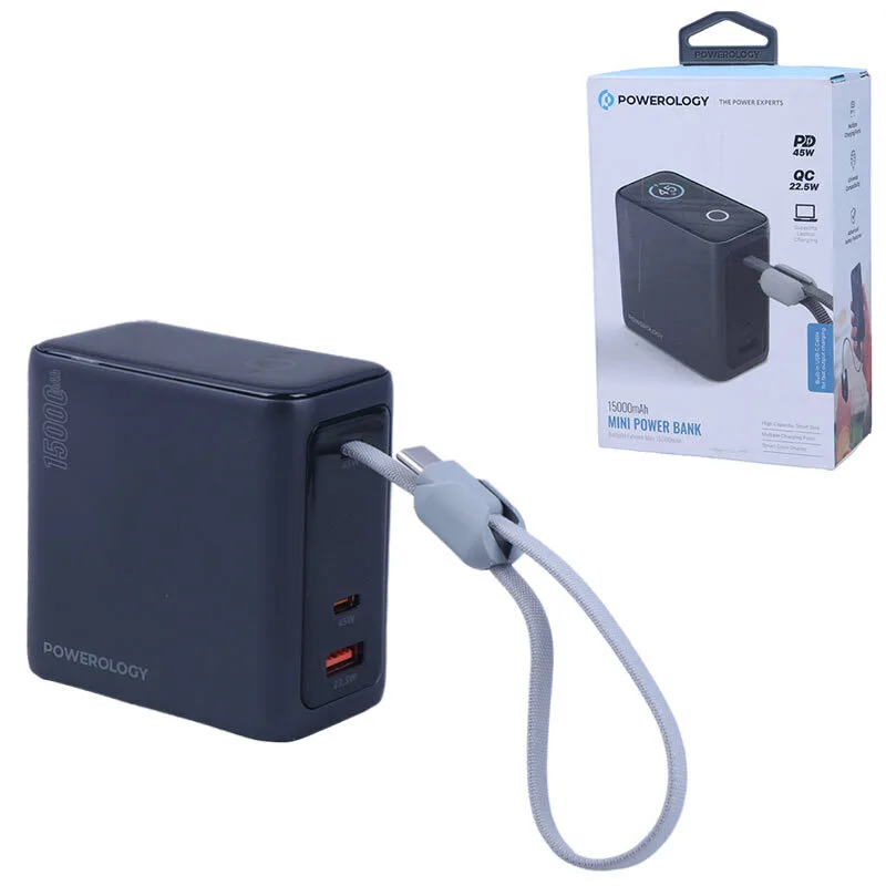 پاور بانک فست شارژ پاورولوژی PPBCHA60 PD QC 45W ظرفیت 15000 میلی آمپر ساعتجدید