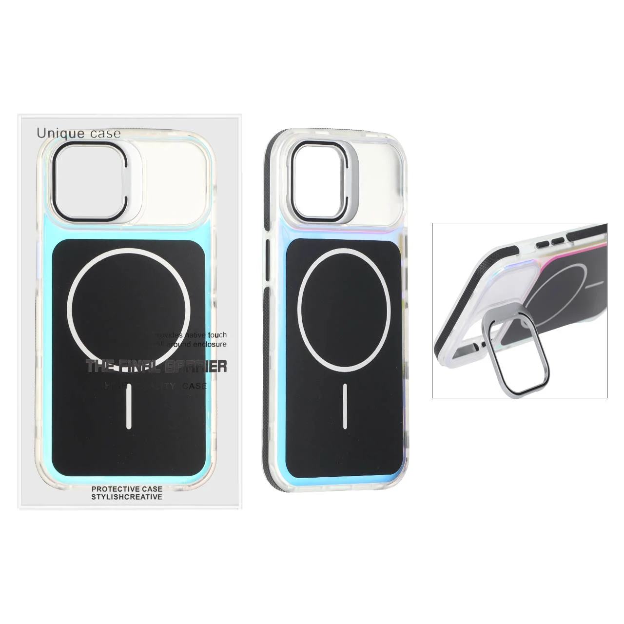 قاب اورجینال Unique Case هفت رنگ MagSafe دور رنگی لنز استندشو Apple iPhone 13 / iPhone 14
