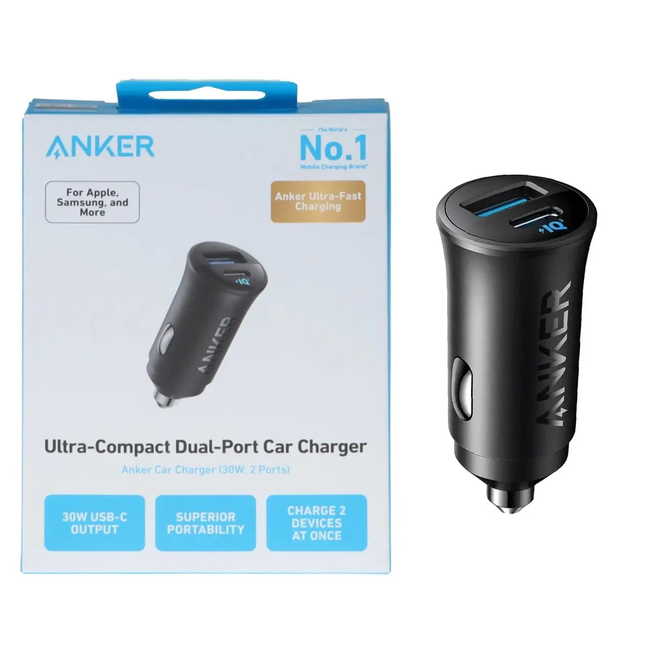شارژر فندکی فست دو پورت Anker مدل A2741H11 30W- مشکی (گارانتی شش ماهه)