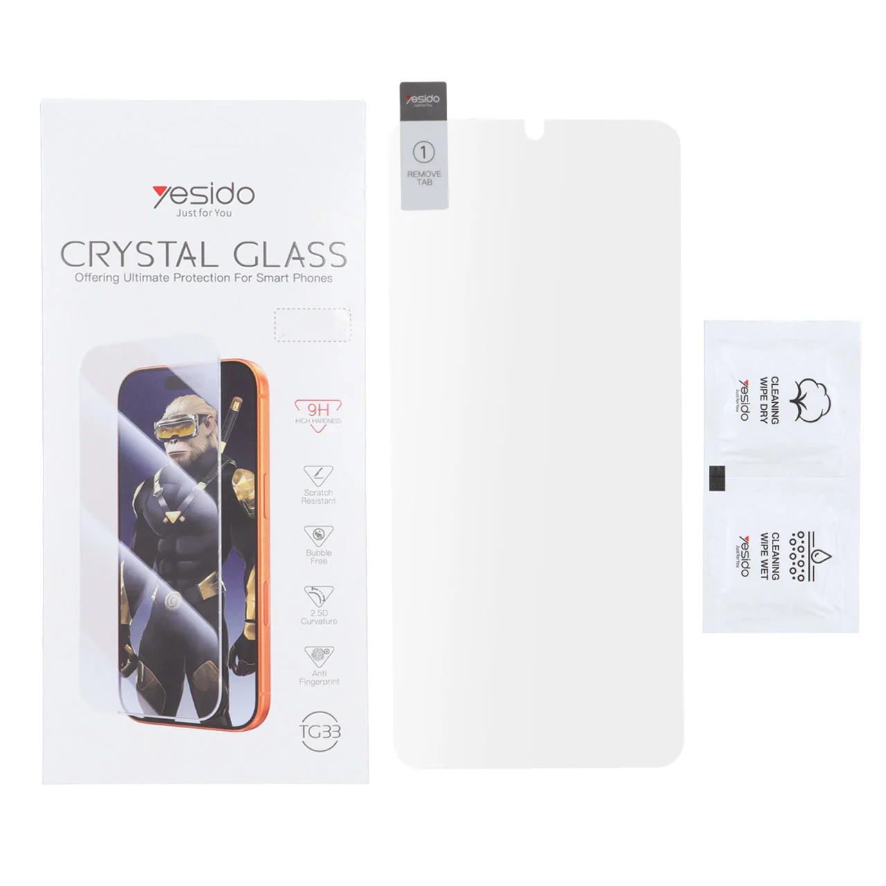 محافظ صفحه نمایش شیشه ای اورجینال بدون حاشیه Crystal Glass Yesido TG33 مدل Samsung Galaxy A17 / A16 / A26 (پک دار)جدید