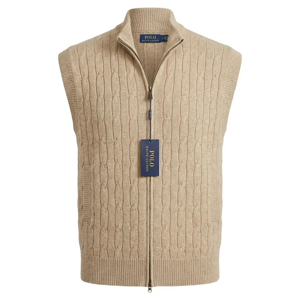 ژیله بافت تمام زیپ طرح مارپیچ برند Polo Ralph Lauren