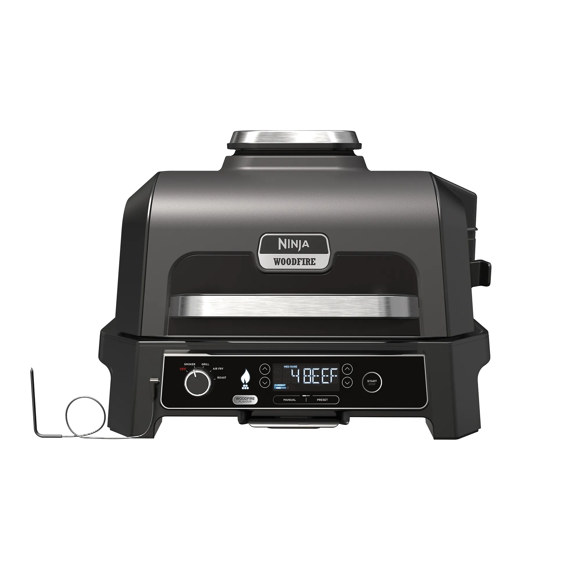Ninja OG850 | گریل Woodfire Pro XL برقی | 4 کاره: گریل، دوددهی، ایر فرای، رُست