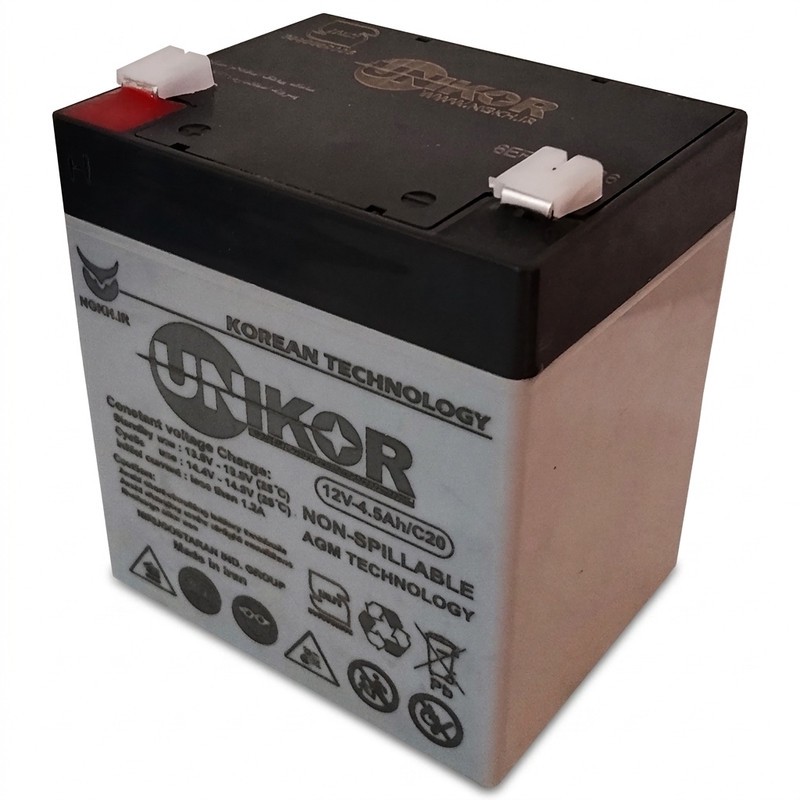 باتری UPS با ولتاژ 12 ولت و شدت جریان 4.5 آمپرساعت یونیکور مدل 12V-4.5Ah C20جدید