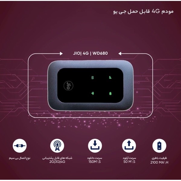 مودم 4G قابل حمل جی یو مدل WD680جدید