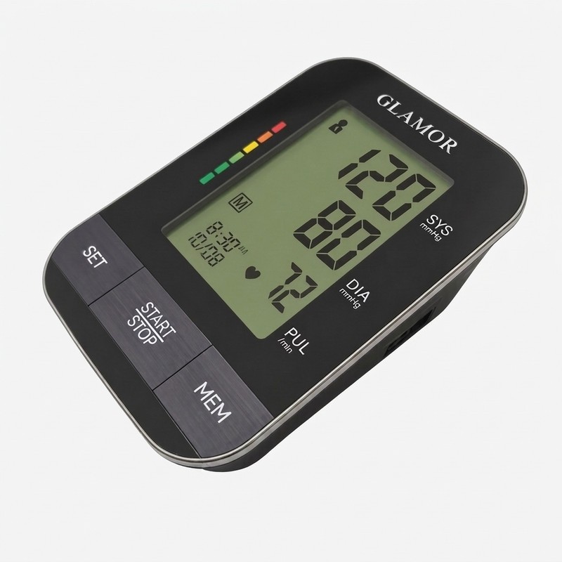 فشارسنج بازویی دیجیتال گلامور مدل DBP-1332، با نمایشگر LCD، اعلان صوتی فارسی، نور پس زمینه چندرنگ، منبع انرژی برق و ب...جدید