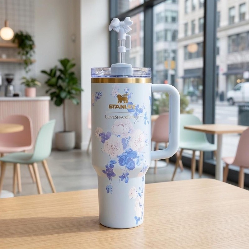 تراول ماگ مدل LoveShackFancy Holiday Quencher Limited edition گنجایش 1.18 لیترجدید