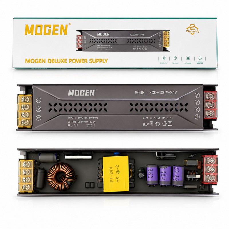 آداپتور برق 24 ولت 16.6 آمپر مدل FCC-400W-24V مناسب برای 480 وات، DC24V، MG-B101جدید