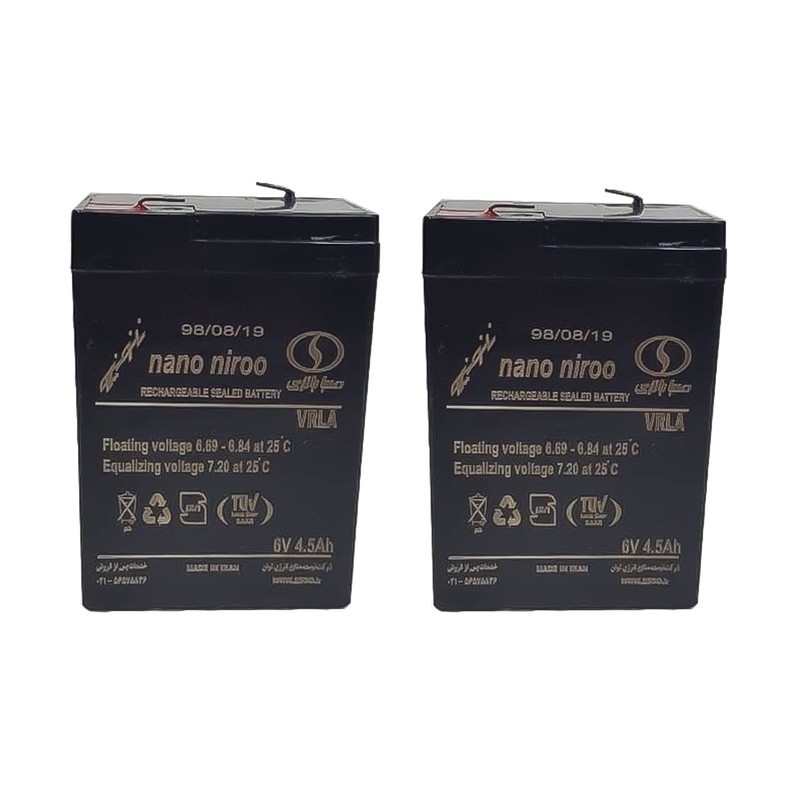 باتری UPS با ولتاژ 6 ولت و شدت جریان 4.5 آمپرساعت صبا باتری مدل نانو نیرو سته دو عددیجدید