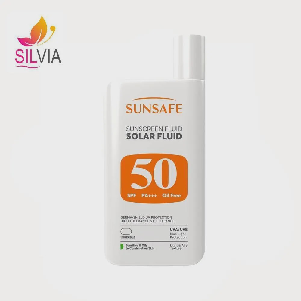 ضد آفتاب فلوئیدی SPF50 پوست های حساس، چرب و مستعد آکنه سان سیف 50 میل