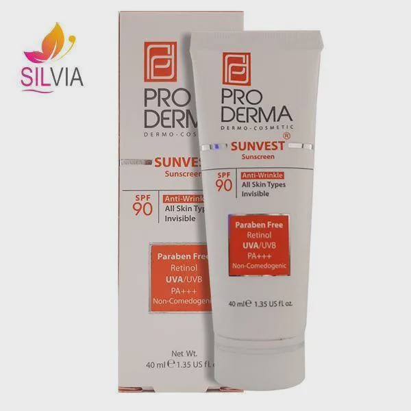 کرم ضد آفتاب و ضد چروک بی رنگ SPF90 پرودرما 40 میل