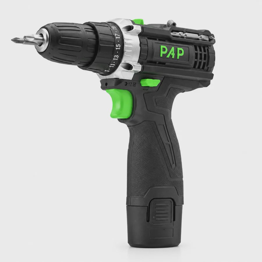 دریل شارژی برند PAP - cd1201 -- 12 ولت تک باطری