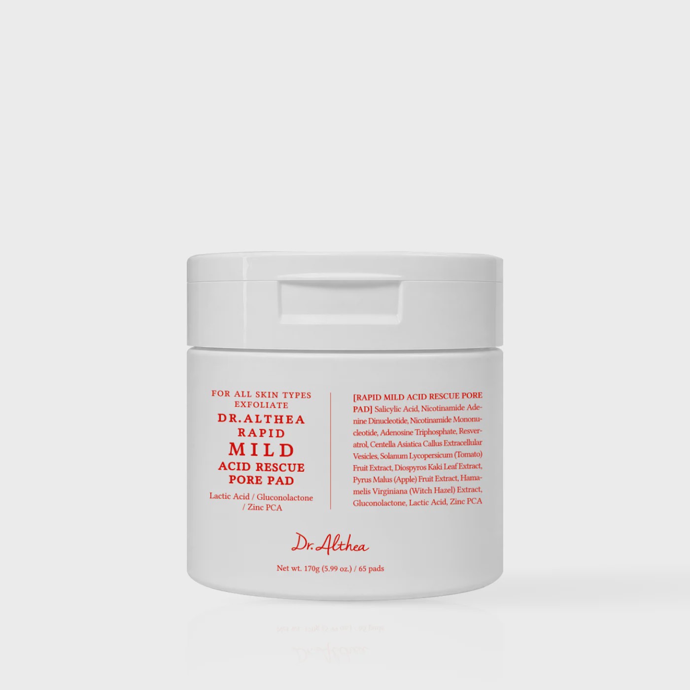 پد لایه بردار و پاکسازی منافذ دکتر آلتیا (65 پد) Dr Althea Rapid Mild Acid Rescue Pore Pad اورجینال