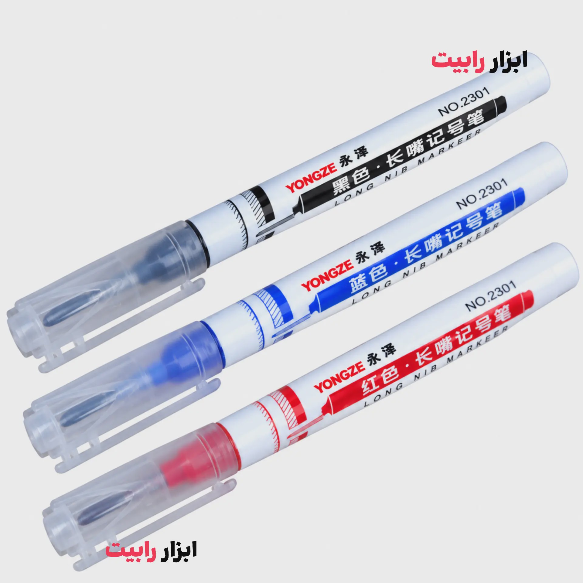 ست 3 عددی ماژیک نوک بلند صنعتی LONG NIB مدل 2301 سه رنگ
