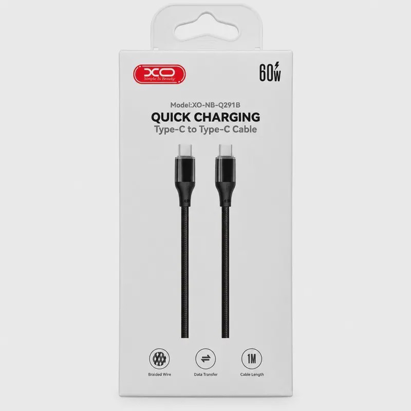 کابل Type-C به Type-C XO-NB-Q291B فست شارژ 27W کد Z250-140735