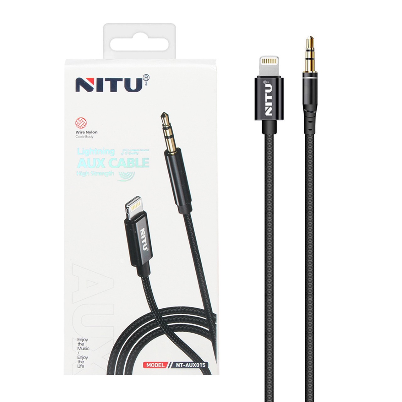 تبدیل NITU AUX TO Lightning مدل AUX015 - مشکی (گارانتی 6 ماه تعویض نیکان همراه)