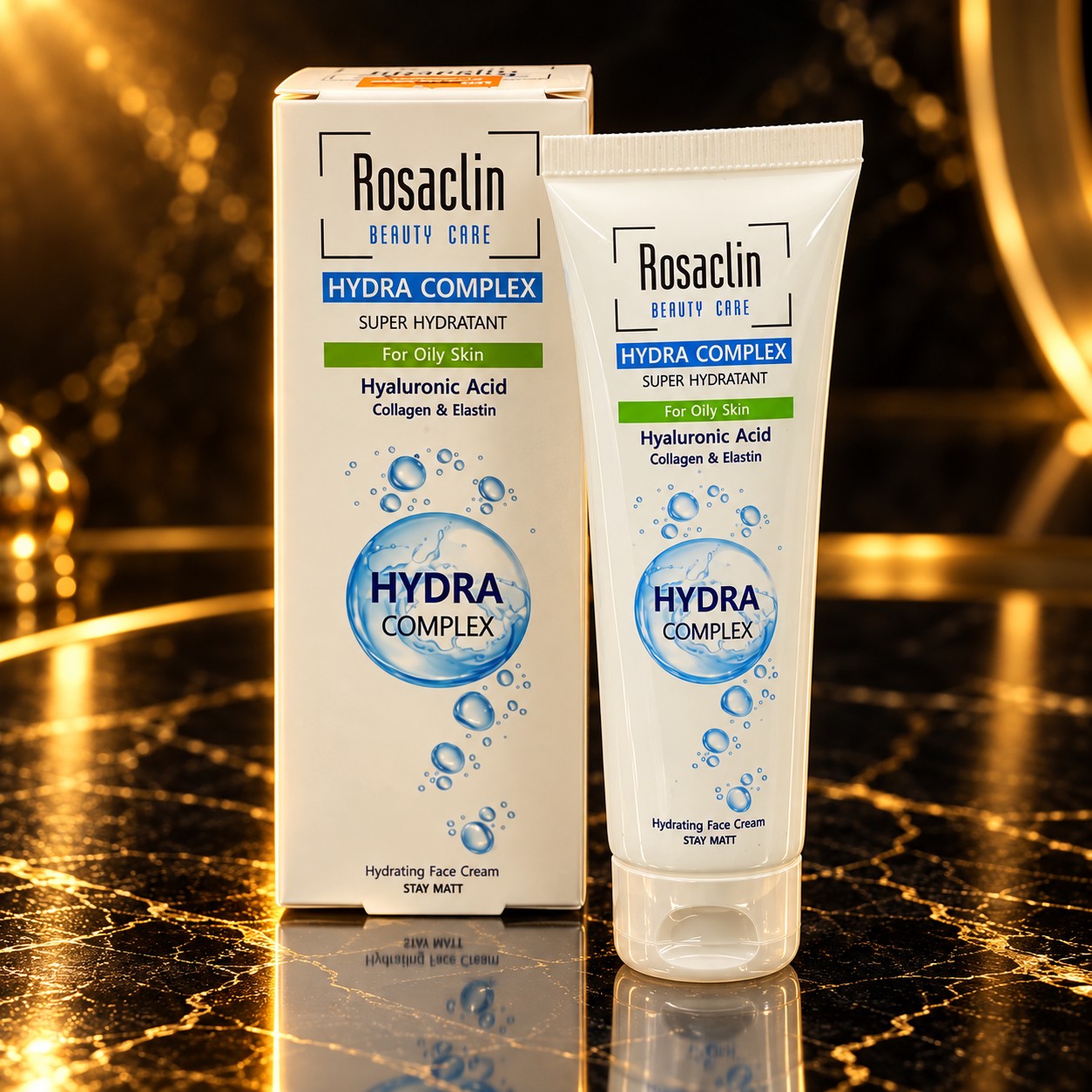 کرم آبرسان رزاکلین مدل Hydra Complex مخصوص پوست چرب، حاوی هیالورونیک اسید، کلاژن و الاستین
