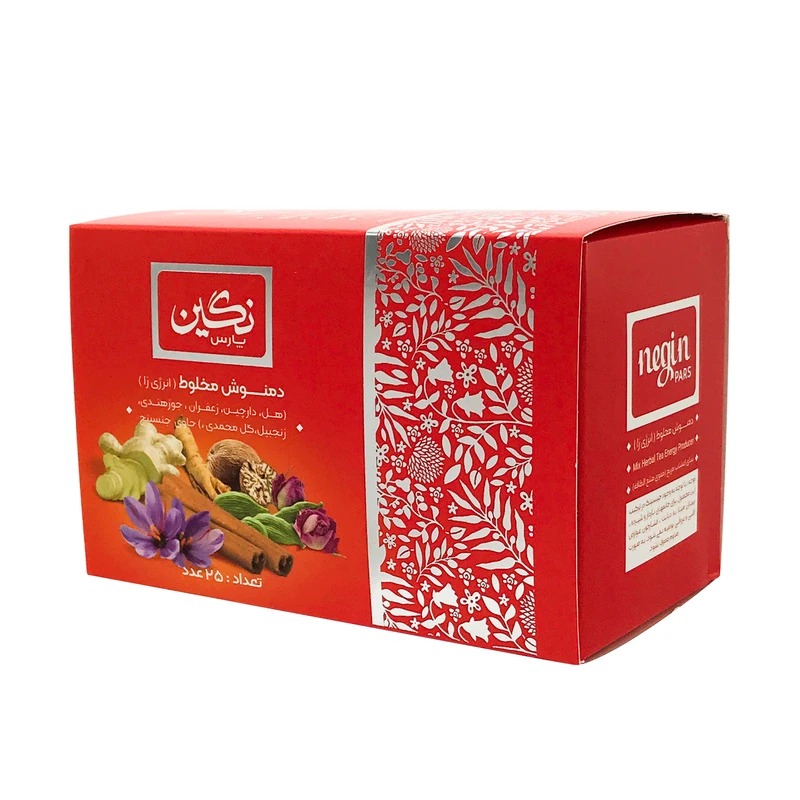 دمنوش جنسینگ و انرژی زا نگین پارس | خرید بسته 25 عددی
