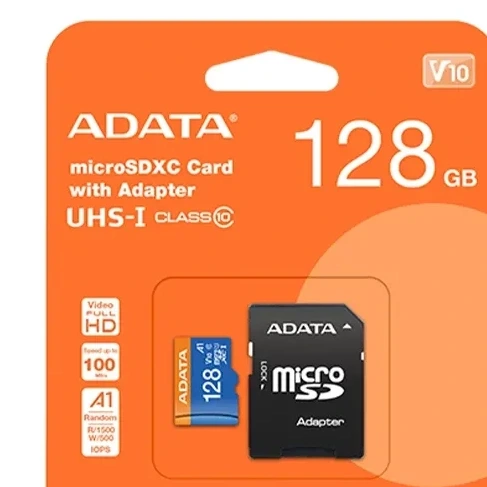کارت حافظه microSDXC ای دیتا مدل Premier V10 A1 کلاس 10 استاندارد UHS-I سرعت 100MBps ظرفیت 128 گیگابایت به همراه آداپتور