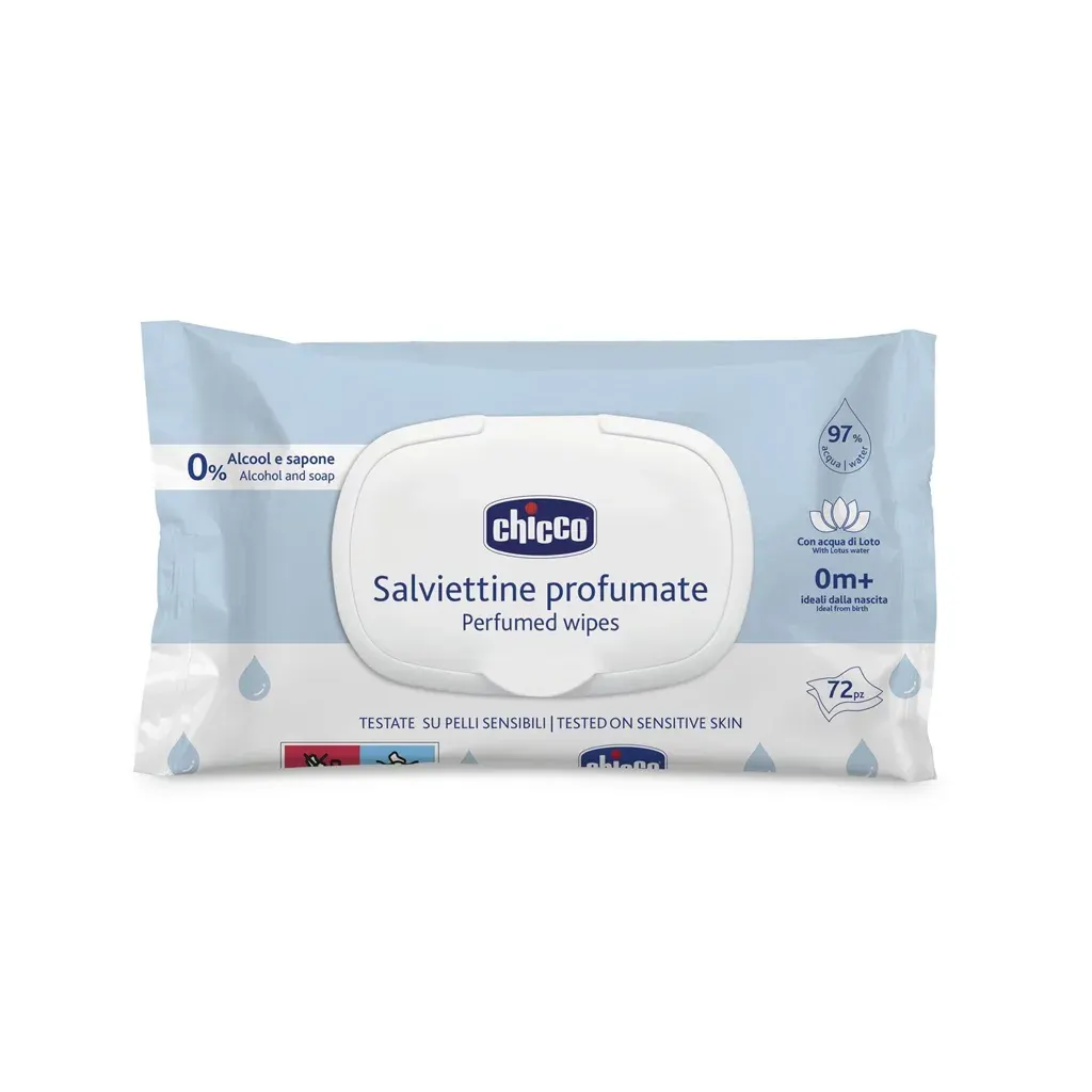 دستمال مرطوب perfumed wipes درب دار 72 عددی چیکو chicco