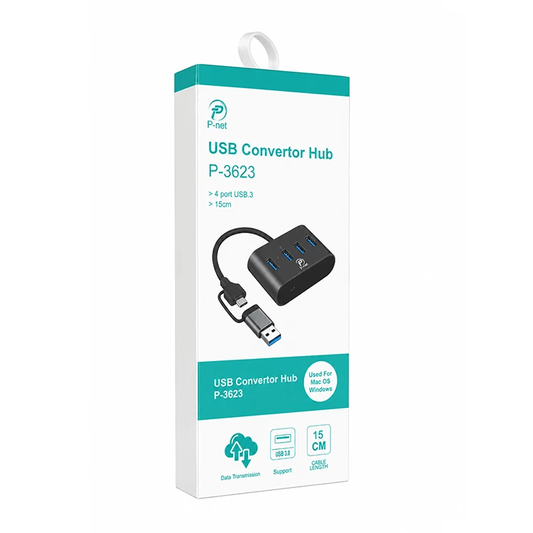 هاب 4 پورت TYPE-C+USB3 پی نت مدل P-3623جدید