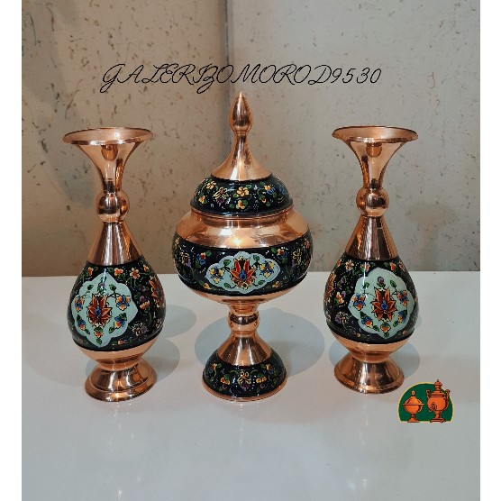 شکلات خوری و گلدان مسی مدل پرداز