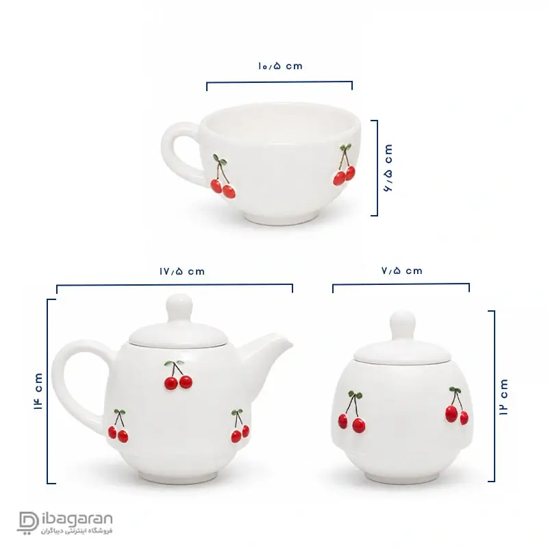 ست چای خوری سرامیکی 2 نفره طرح آلبالو