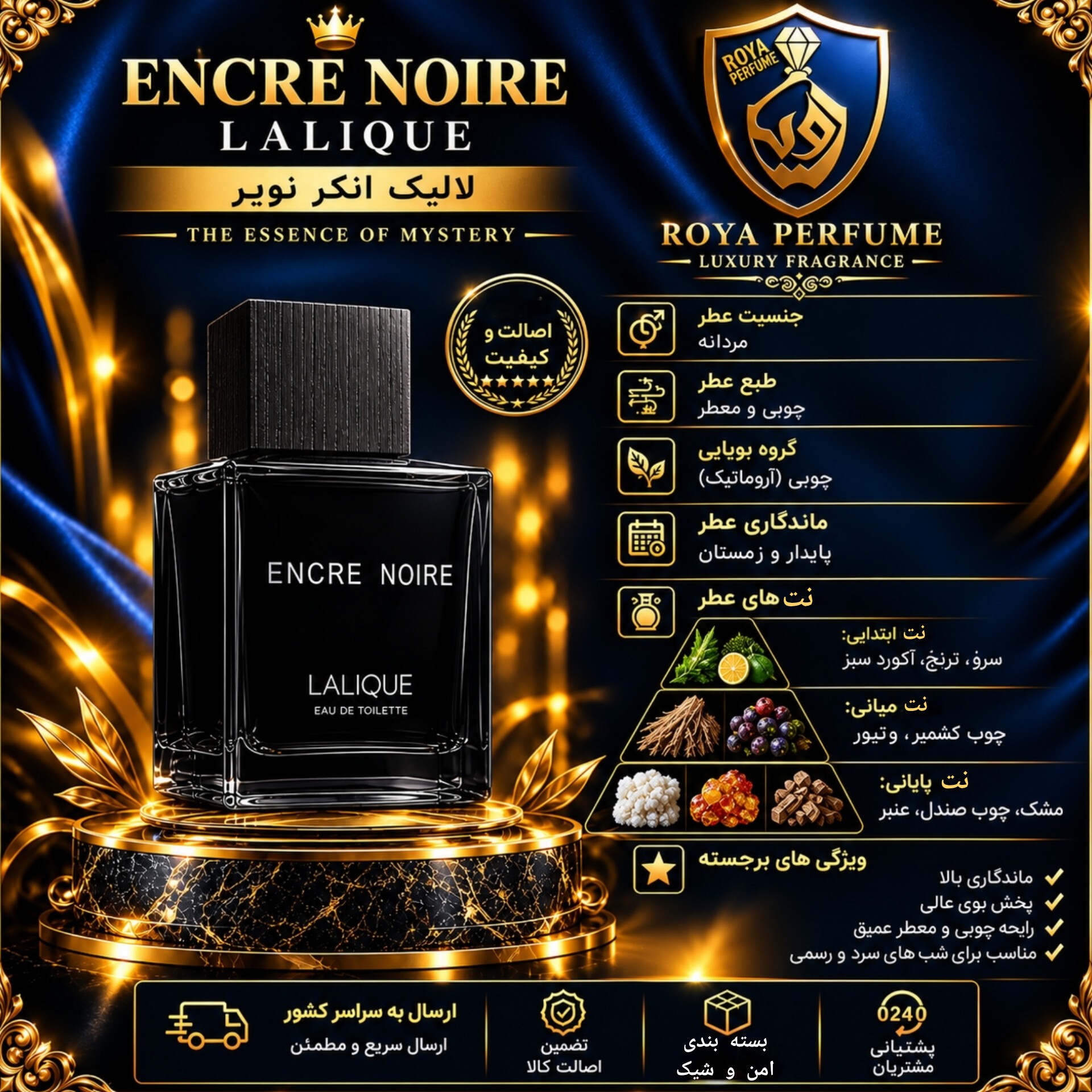 عطر لالیک انکر نویر مشکی مردانه ( Encre Noire) 