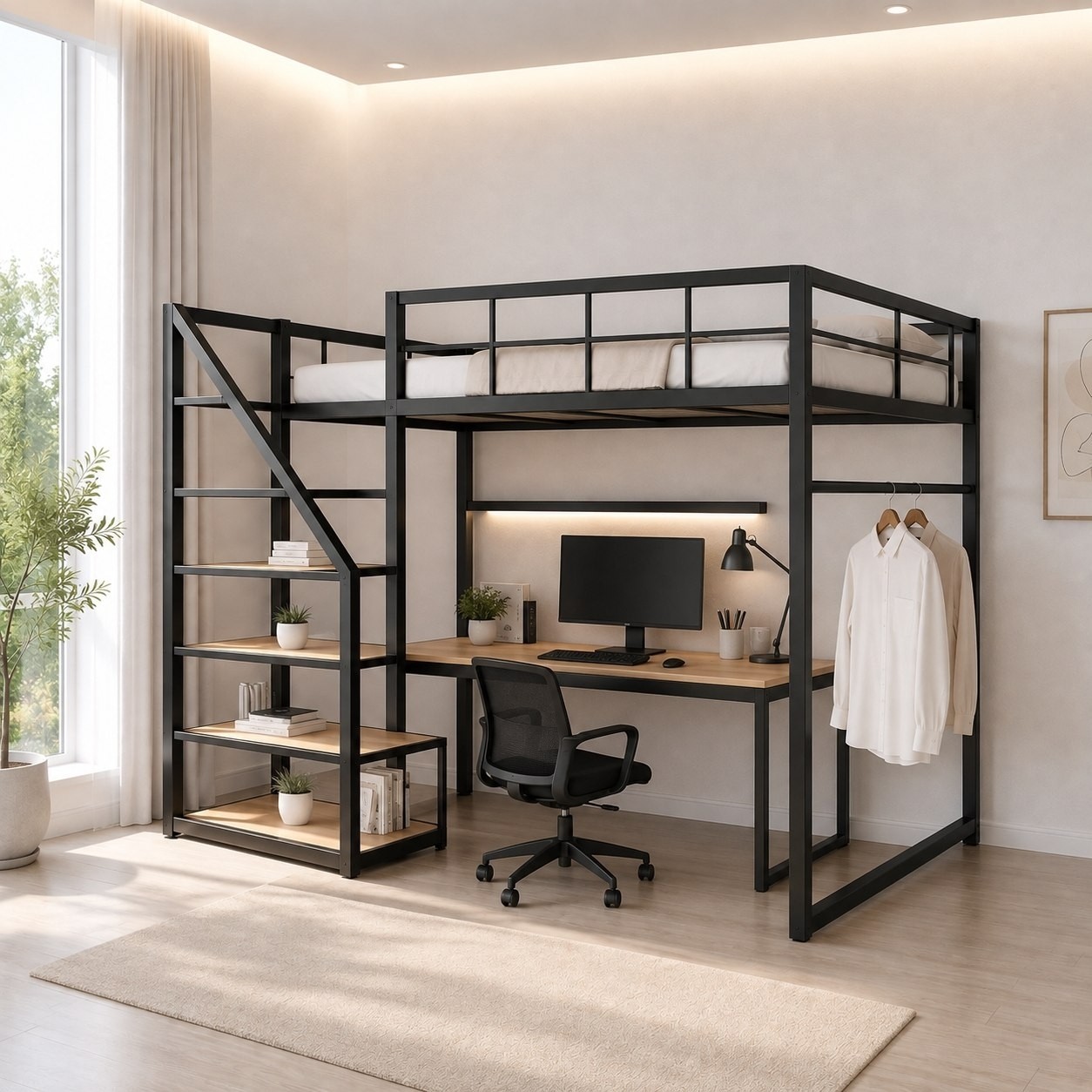 تخت خواب مدرن فلزی مدلB126 تک نفره همراه mdfجدید