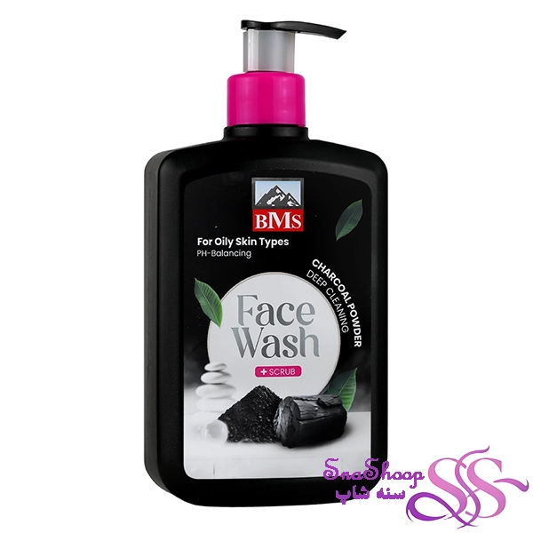 ژل شست و شوی صورت و لایه بردار زغال 500ml بی ام اس