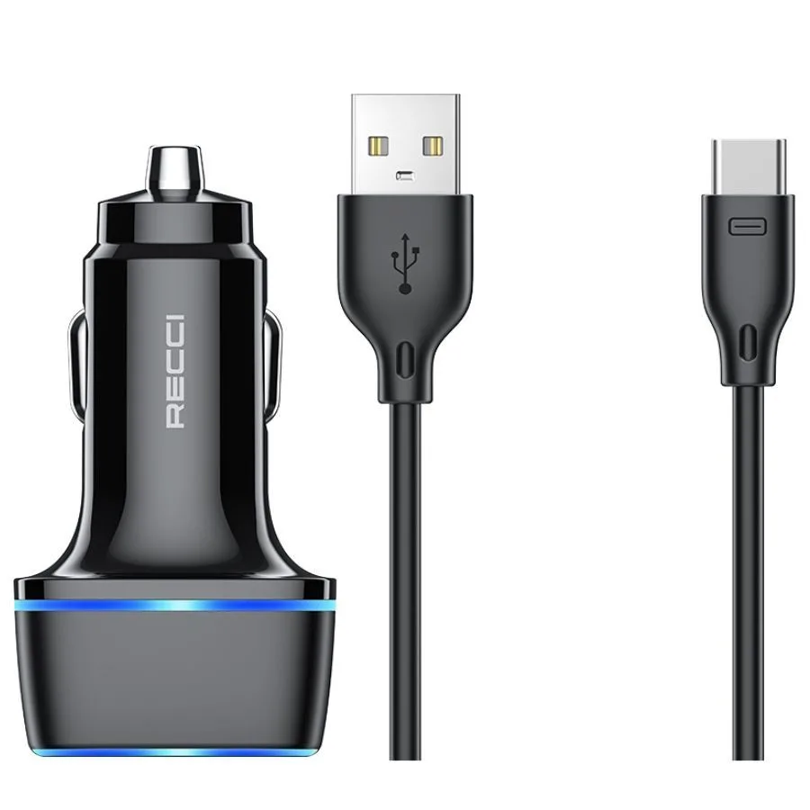 شارژر فندکی رسی مدل RQ05C به همراه کابل USB-C ایلیاگجت