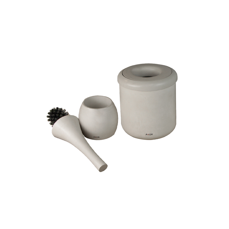 ست سطل و فرچه سنگی سرویس بهداشتی AXOR (آکسور) مدل برونو رنگ طوسی(bsetd2t04)