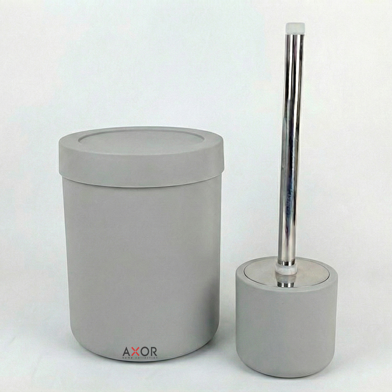 ست فرچه و سطل سروسی بهداشتی AXOR (آکسور) مدل امیلیو رنگ طوسی (bsfbkjt)