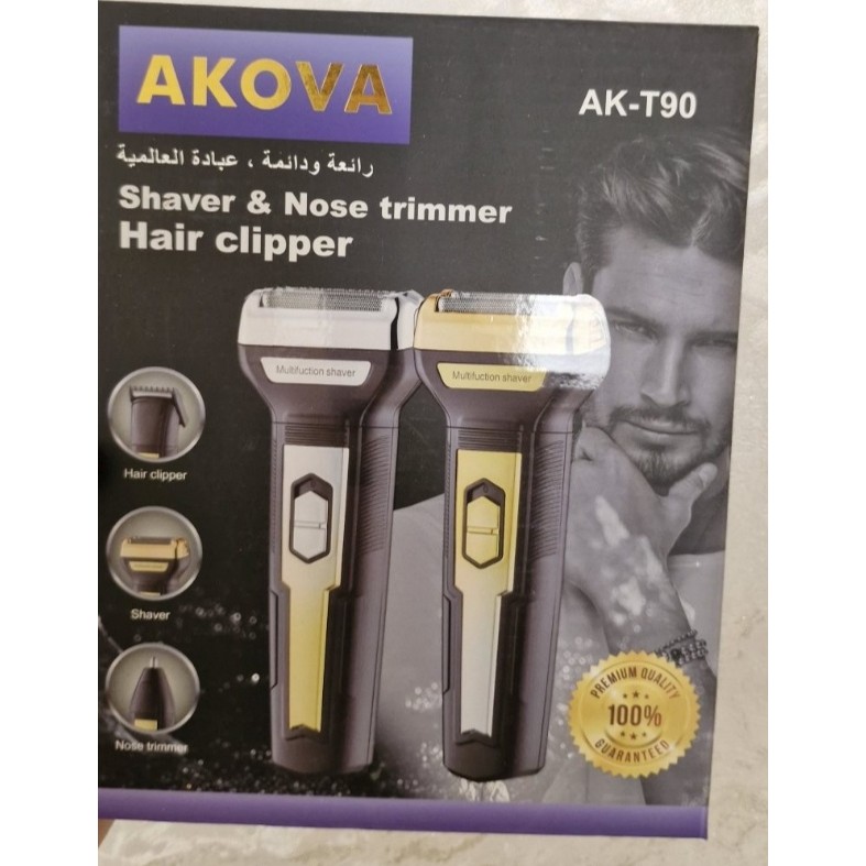  ماشین اصلاح سهکاره مردانه AKOVA مدل AK-T90 ریشتراش، موزن بینی و ماشین اصلاح