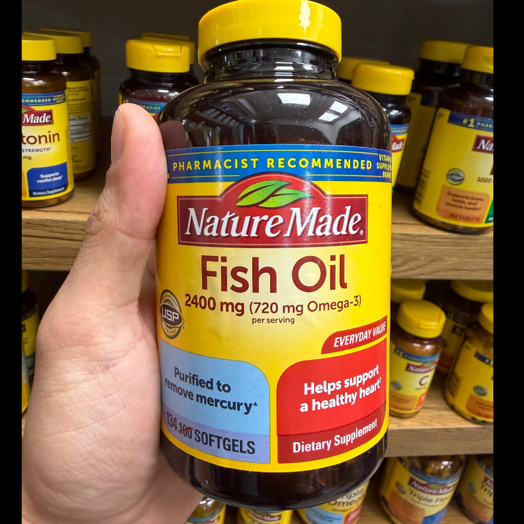 سافت ژل امگا 3 و روغن ماهی 1200 میلیگرم نیچرمید 134 عددی Nature Made Fish Oil 1200mg 134 Softgelsجدید