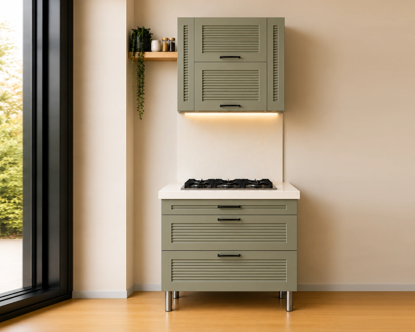 کابینت زیرگازی نئوکلاسیک + یونیت هود مخفی