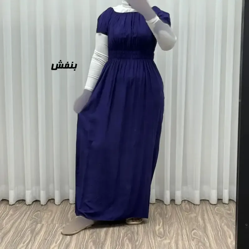 پیراهن ساحلی نخی زنانه و دخترانه آستین کوتاه فری سایز مدل باربیجدید