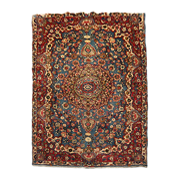 فرش دستبافت صادراتی کرمان طرح لچک و ترنج اصیل (ابعاد 187 × 279 سانتیمتر)