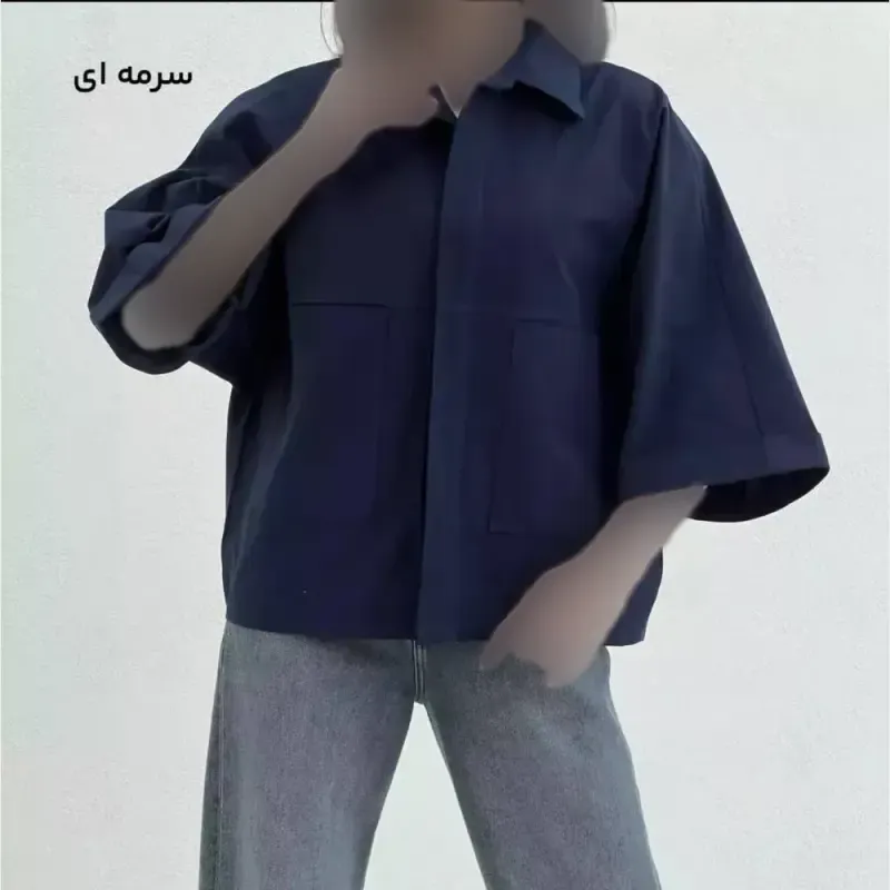 شومیز باکسی دوجیب مدل دلبهار جنس لینن پنبه فری سایز