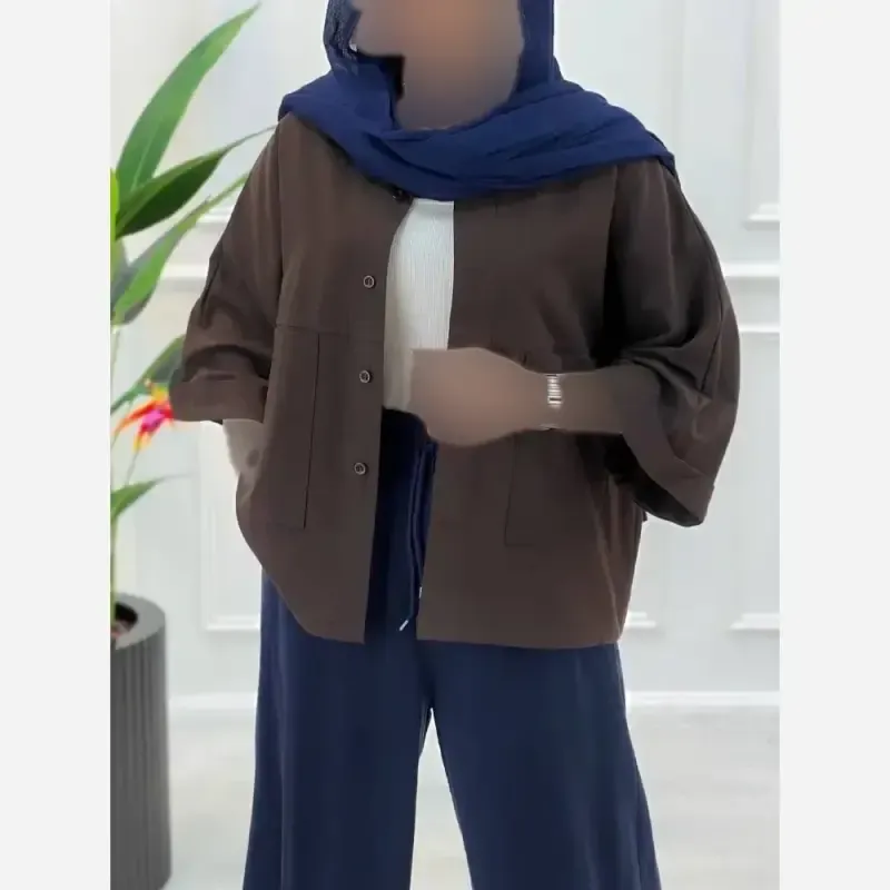 شومیز باکسی دوجیب مدل دلبهار جنس لینن پنبه فری سایز