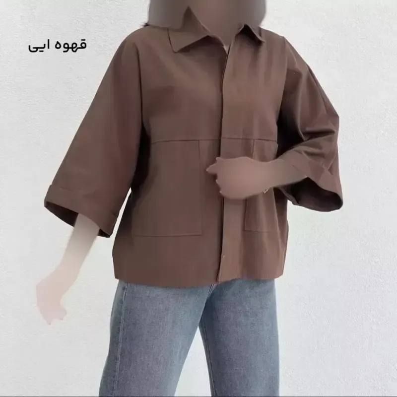 شومیز باکسی دوجیب مدل دلبهار جنس لینن پنبه فری سایز